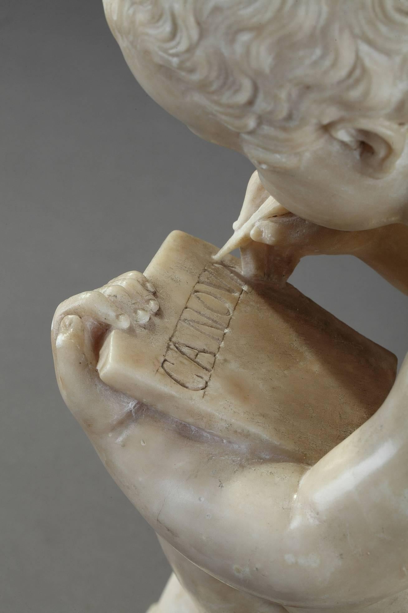 Sculpture en albâtre Dessin d'enfant d'après Charles-Gabriel Sauvage:: dit Lemire 2
