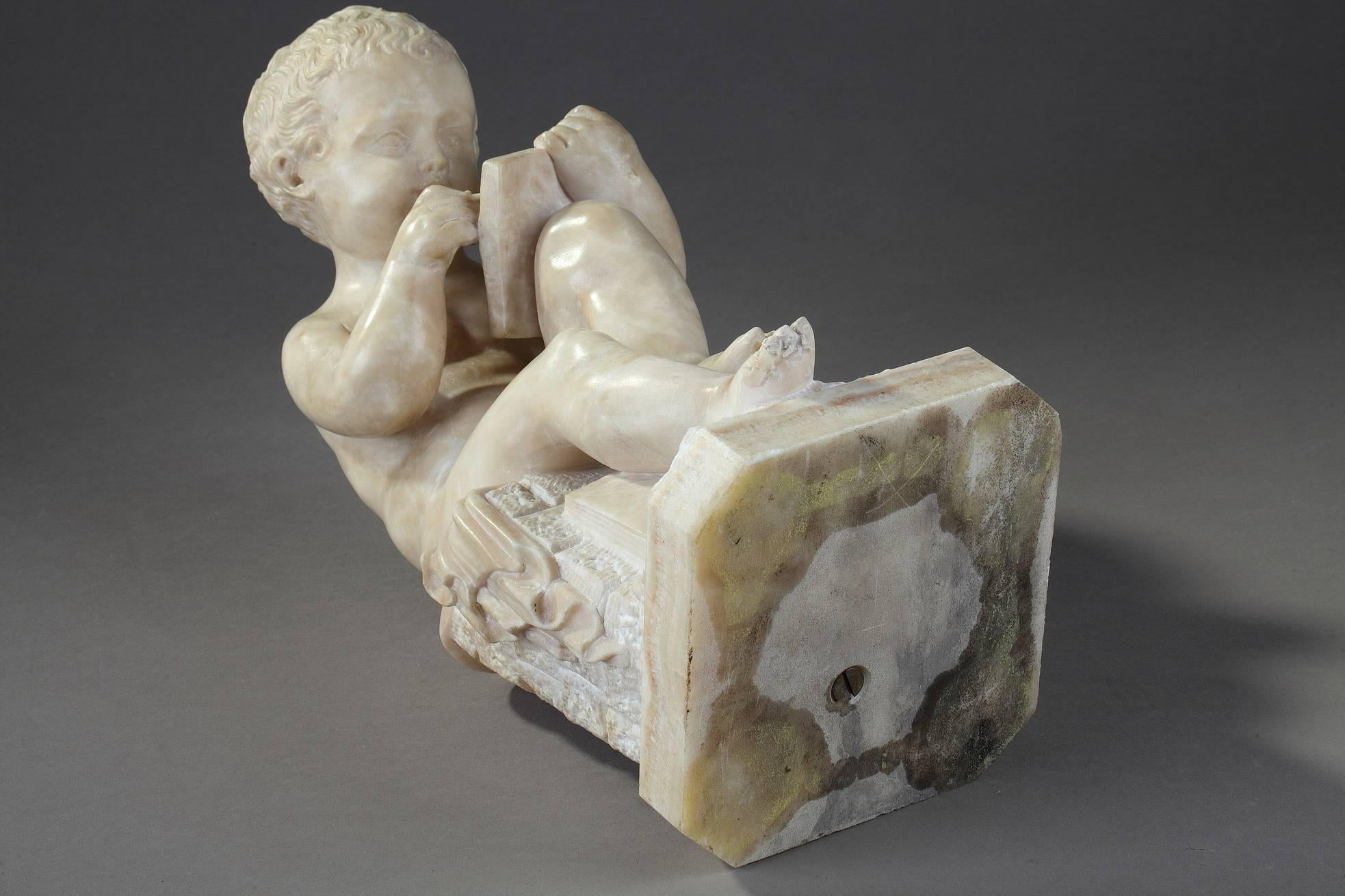 Sculpture en albâtre Dessin d'enfant d'après Charles-Gabriel Sauvage:: dit Lemire 3