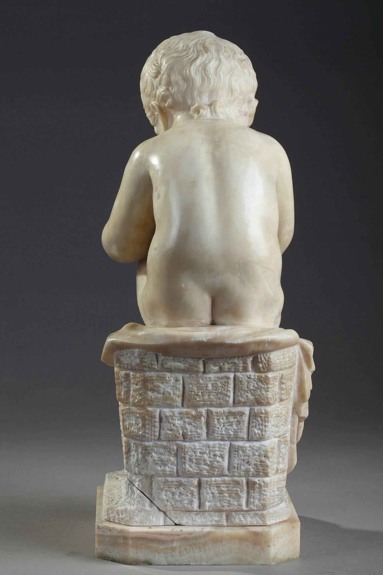 Albâtre Sculpture en albâtre Dessin d'enfant d'après Charles-Gabriel Sauvage:: dit Lemire