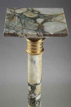 19th Century Column in Serravezza Breche Marble and Gilt Bronze