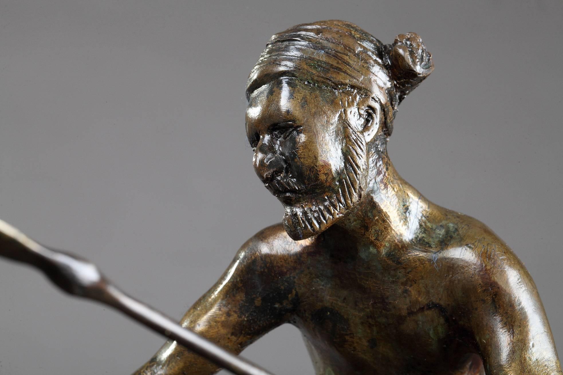 20th Century Bronze Sculpture Lion Hunting by Antonio Amorgasti ‘Italien, 1880-1942’