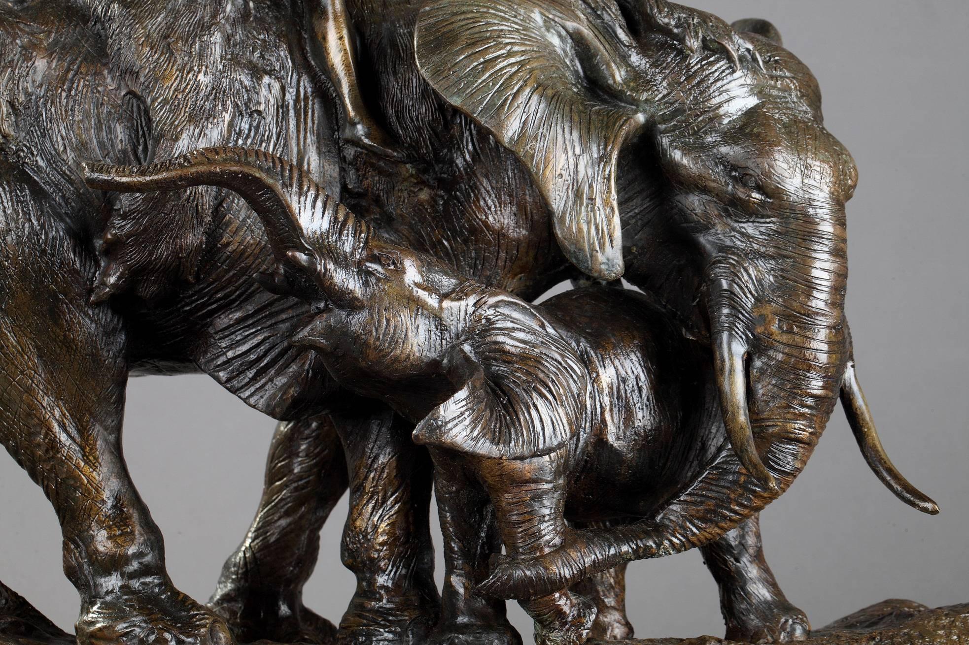 Patinated Bronze Sculpture Lion Hunting by Antonio Amorgasti ‘Italien, 1880-1942’