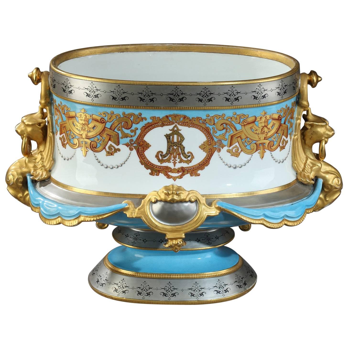 Large 19th Century Napoleon III Porcelain Jardinière