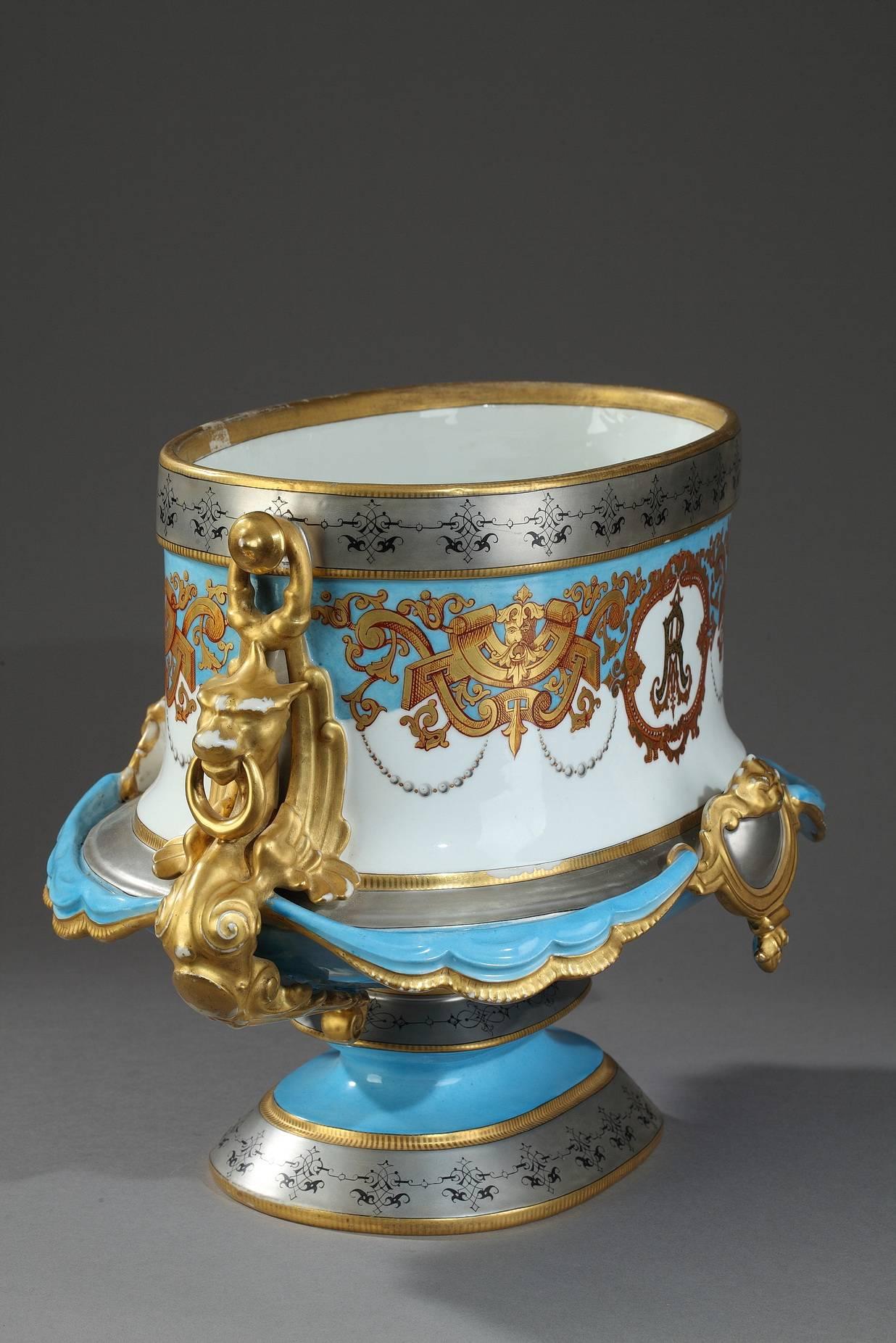 Large 19th Century Napoleon III Porcelain Jardinière 1