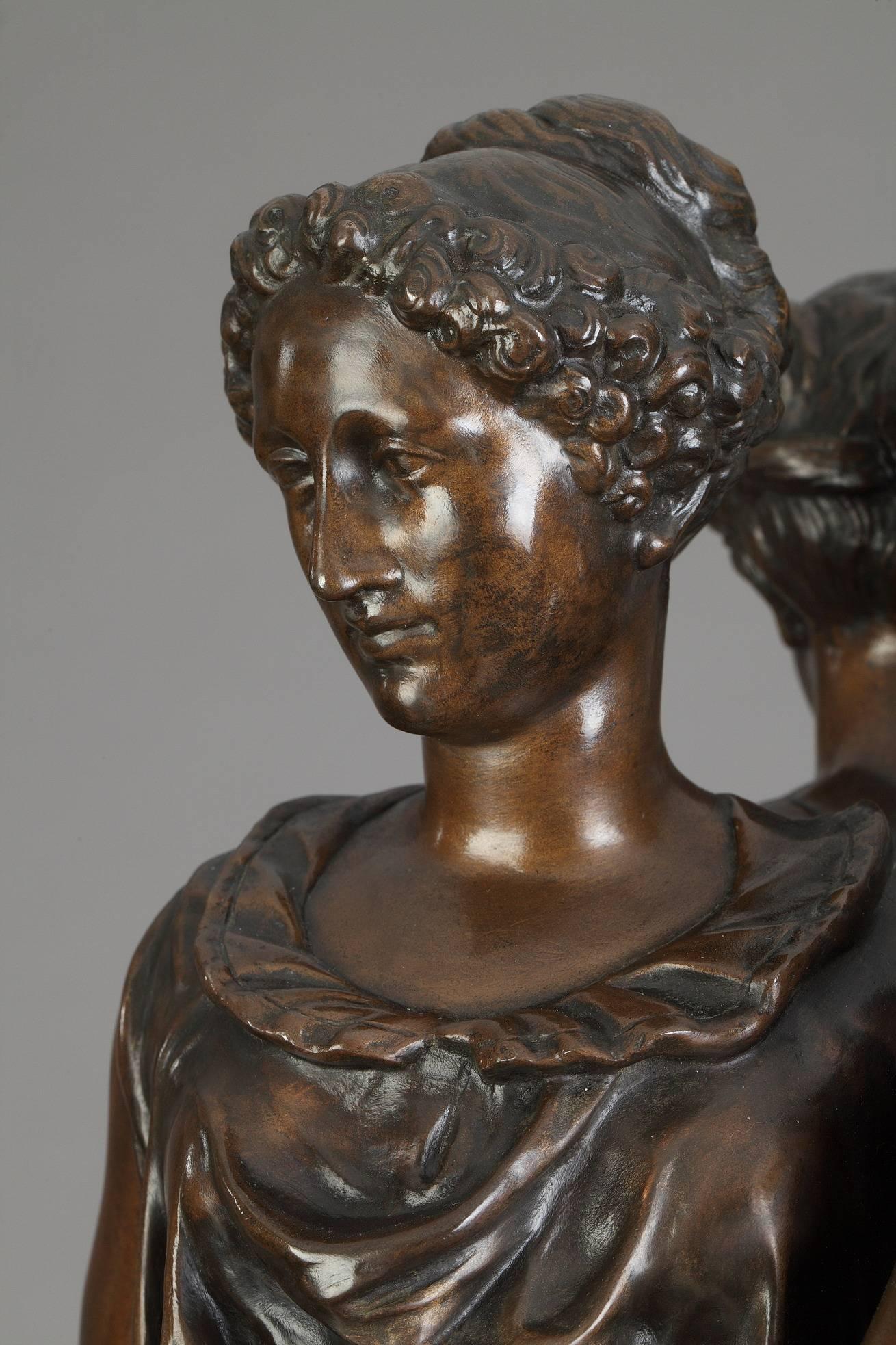Renaissance 19th Century Large Bronze Figural Group, The Three Graces after Germain Pilon