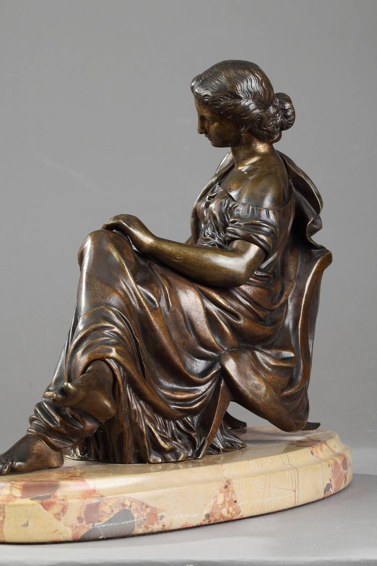Bronze Sculpture Seated Woman by Moreau, after James Pradier For Sale at 1stdibs