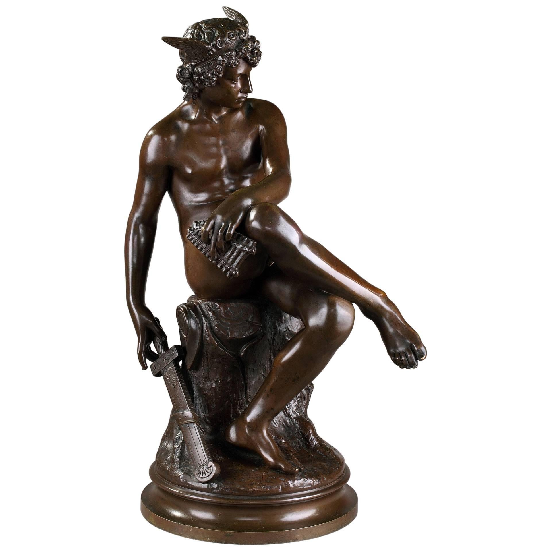 19th Century Bronze Statue, Mercury by Pierre Marius Montagne