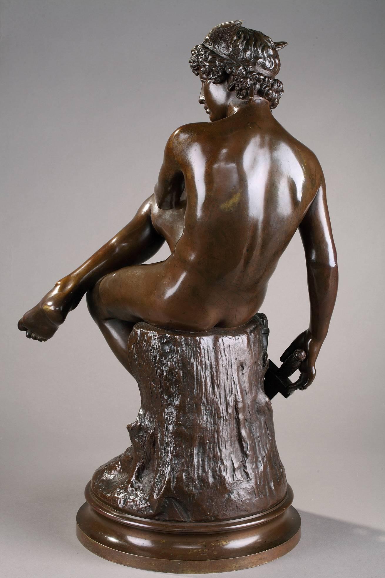 Patinated 19th Century Bronze Statue, Mercury by Pierre Marius Montagne