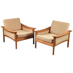 Pair of Scandinavian Teak Armchairs by Oskar Langlo