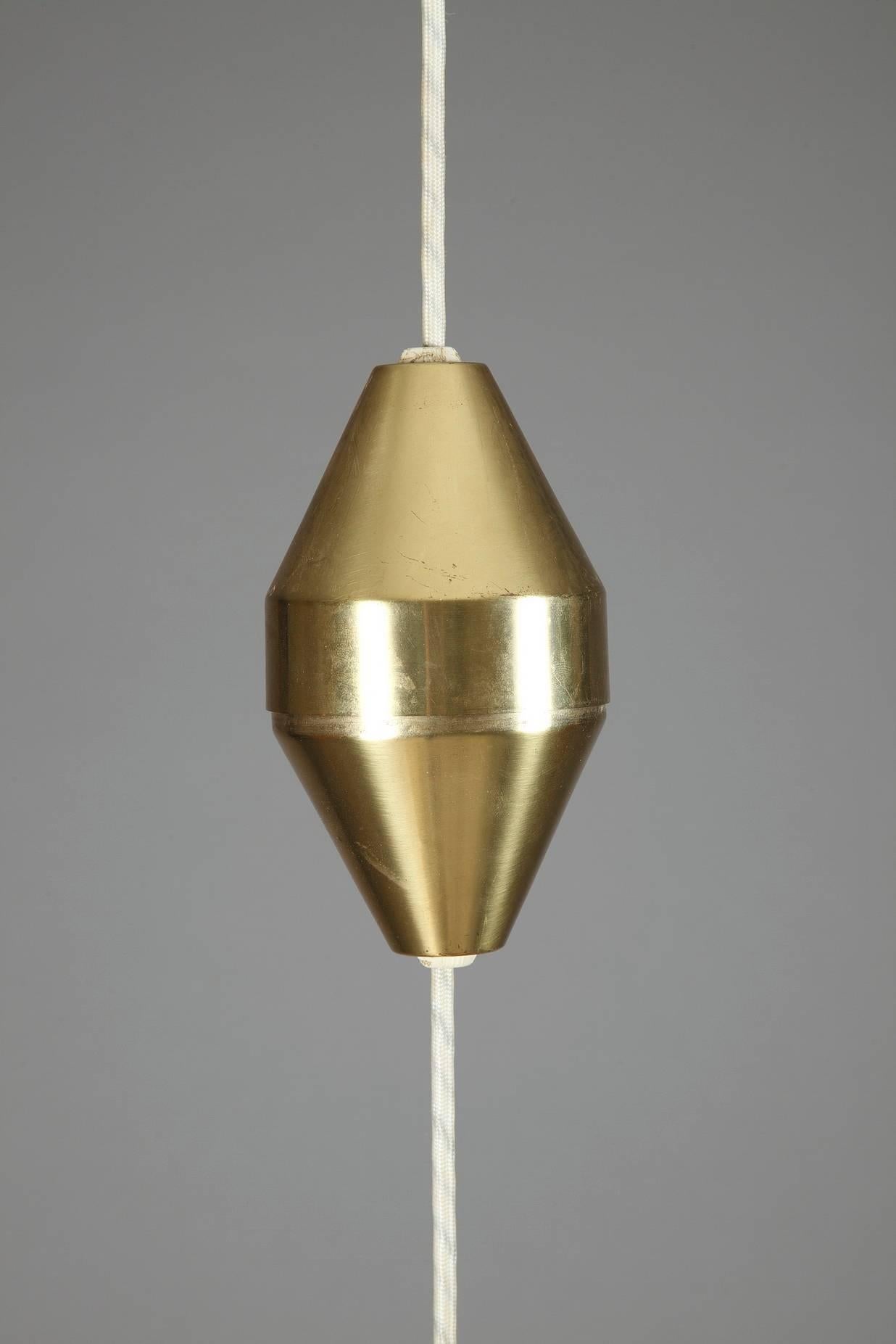 Danish 20th Century Brass Pendant With Adjustable Height Mechanism
