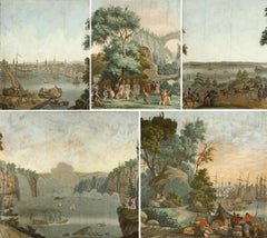 Set of 5 wallpapers from the famous "Vues d'Amérique du Nord" series by Zuber