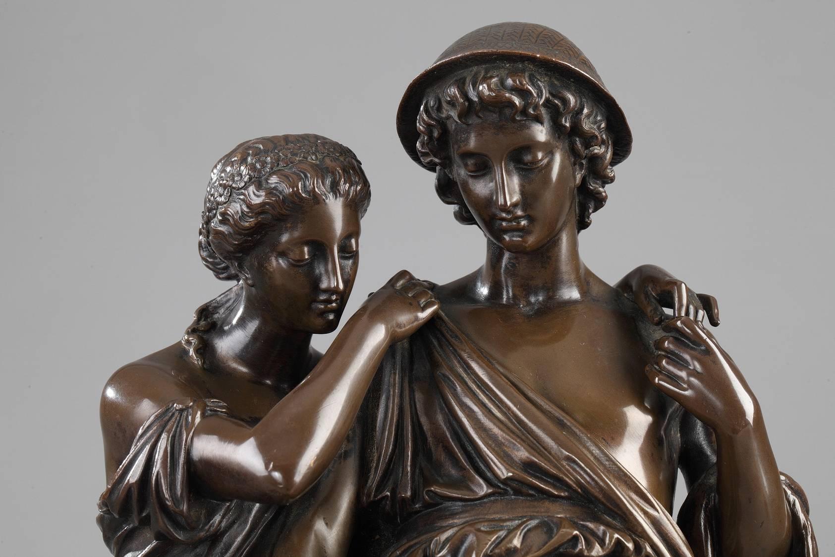 Bronze „Bergers d'Arcadie“ Bronze von Eugene-Antoine Aizelin, „1821-1902“ 3