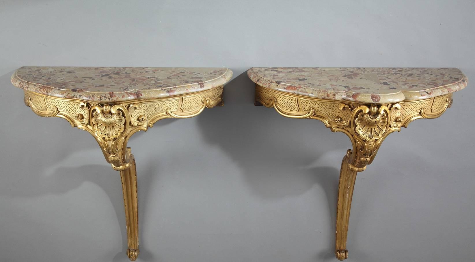 Pair of Late 19th Century Consoles in Louis XV Style 3