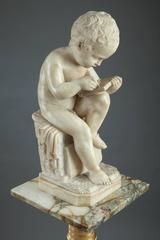 Napoleon III Period Marble Column with Alabaster Sculpture
