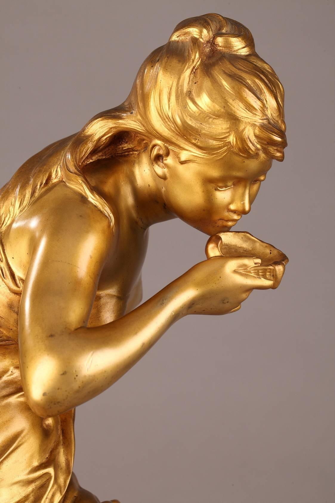 Gilt Bronze Statue “La Source” by Mathurin Moreau