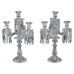 Pair of Baccarat crystal girandoles with four light arms