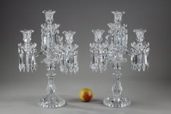 Pair of Baccarat crystal girandoles with four light arms