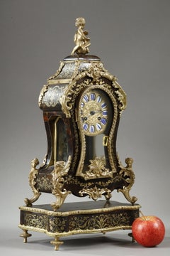 Boulle Marquetry Mantel Clock, Napoleon III, Gilt Bronze, France