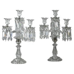 Pair of Baccarat four light molded crystal candelabras