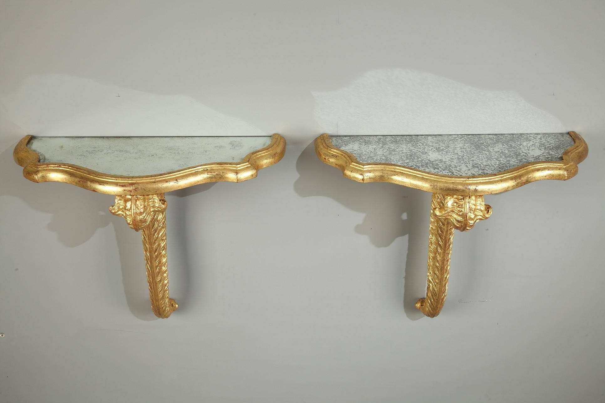 Pair of Small Giltwood Consoles 3