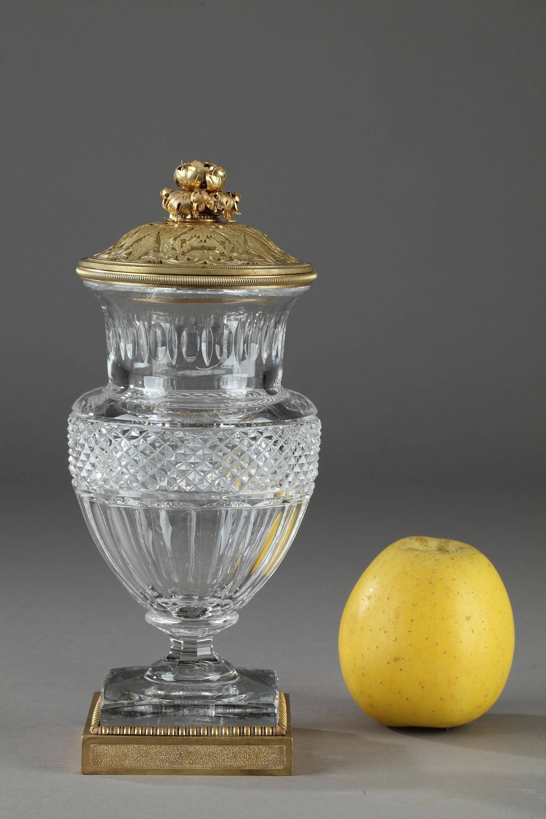 Louis Philippe 19th Century Baccarat Crystal and Gilt Bronze Vase