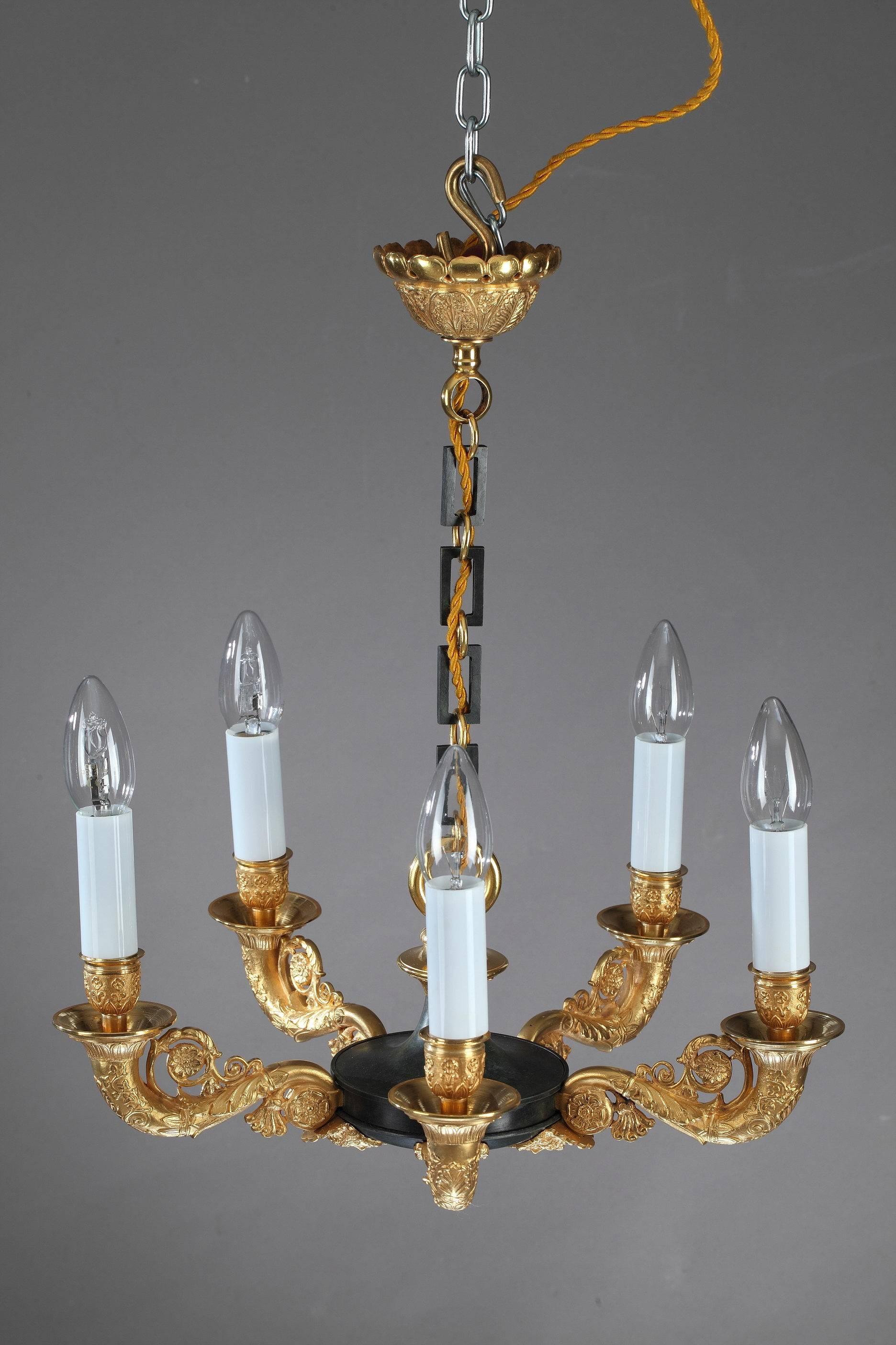 Early 19th Century Restauration Period Gilt and Patinated Bronze Chandelier 6