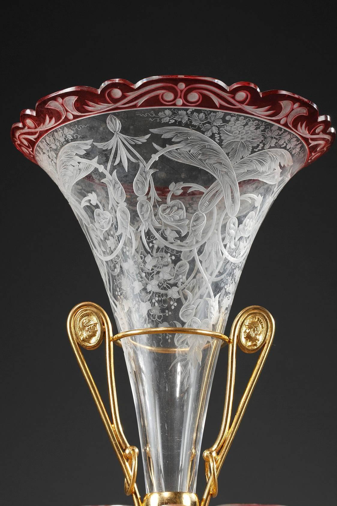 French Late 19th Century Crystal and Gilt Bronze Centrepiece