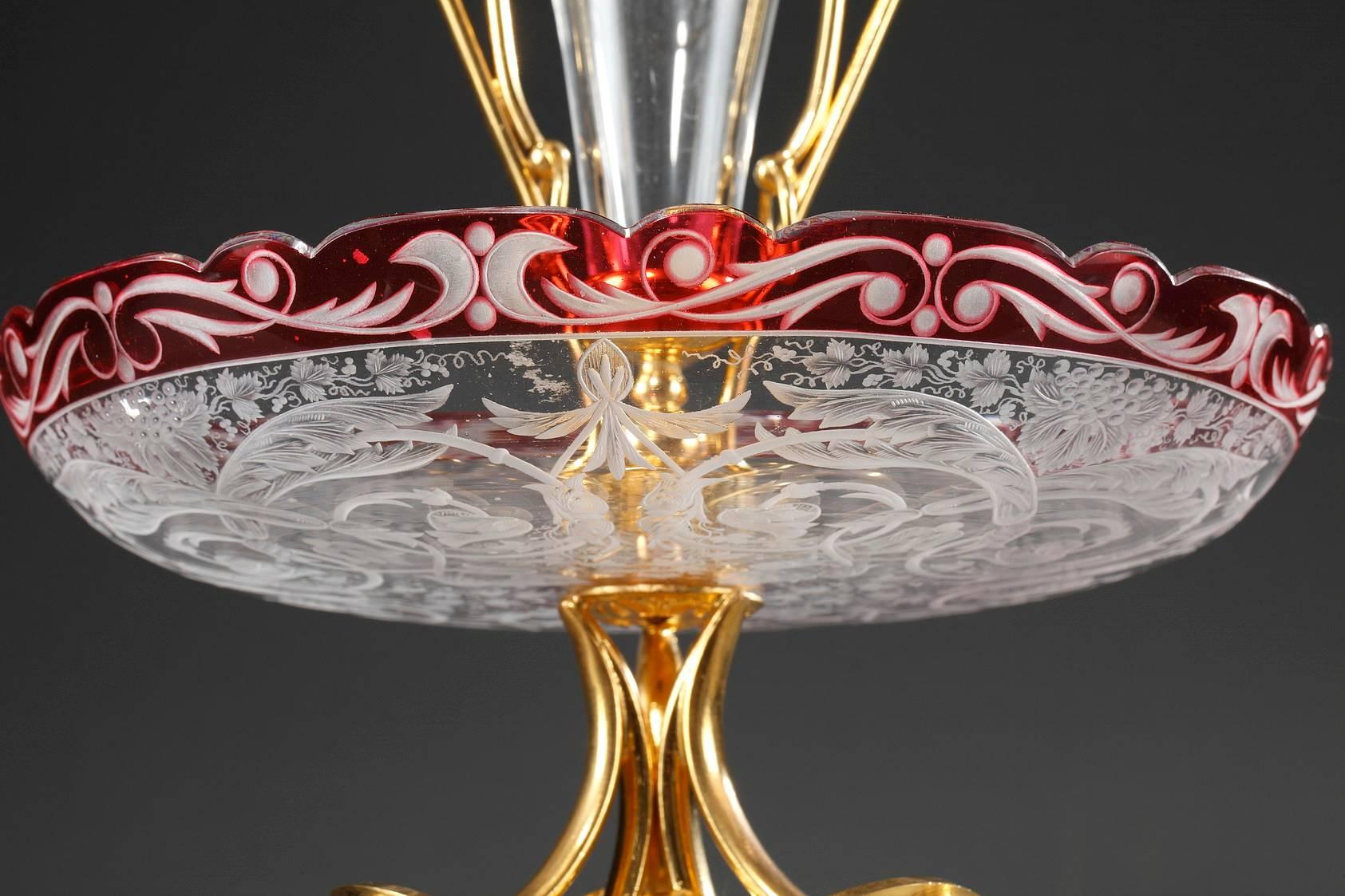 Napoleon III Late 19th Century Crystal and Gilt Bronze Centrepiece