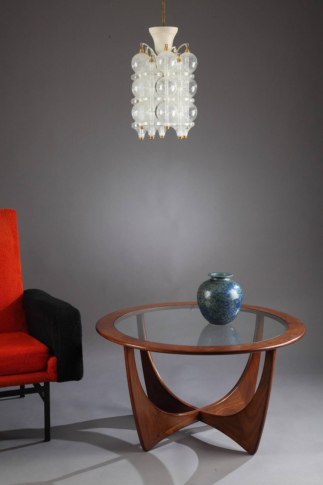 20th Century Lacquered Iron and Glass Chandelier in Venini Taste 2