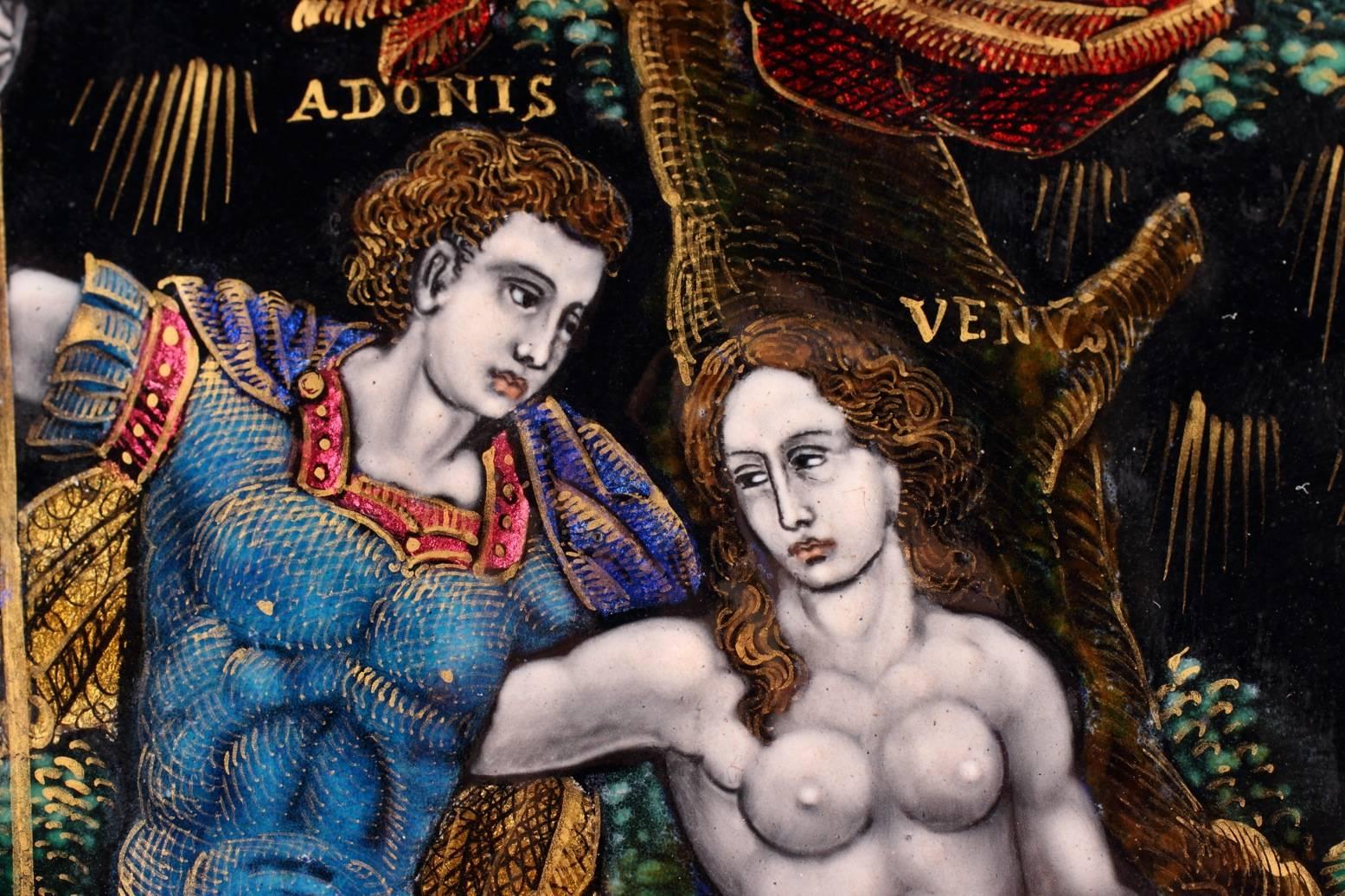 Four Samson Enamel Plates with Mythological Scenes in Renaissance Taste 5