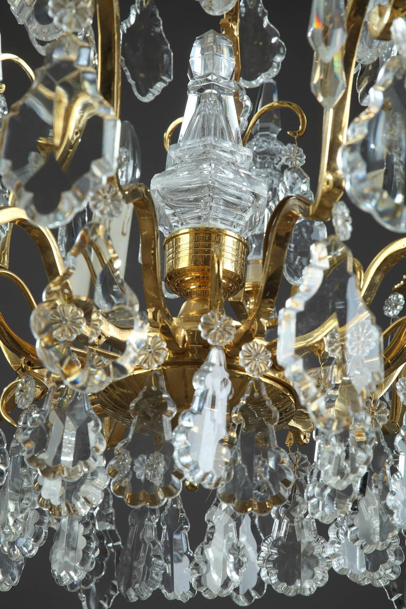 19th Century Cut-Crystal and Gilt Bronze Pair of Chandeliers 3