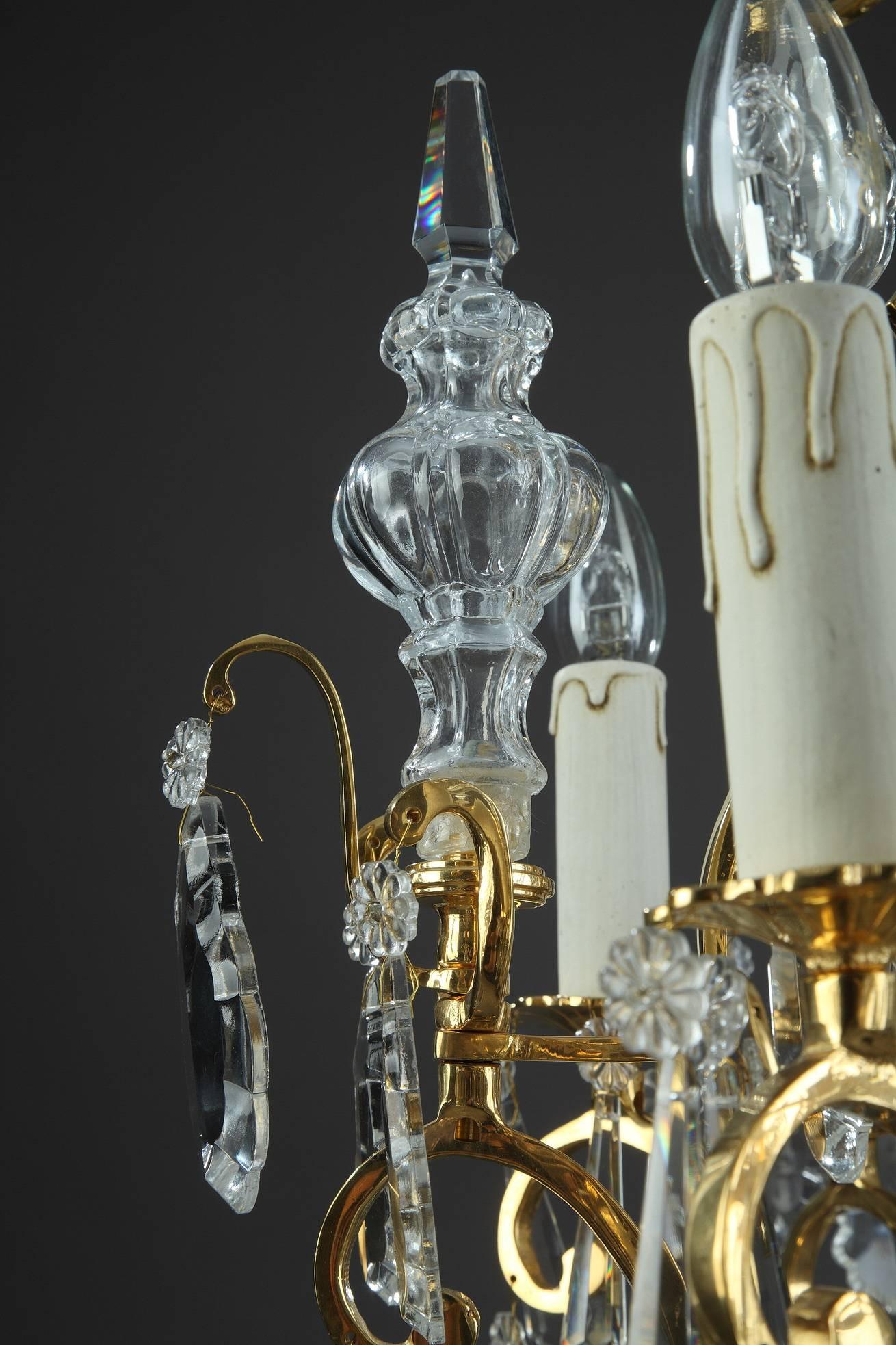 19th Century Cut-Crystal and Gilt Bronze Pair of Chandeliers 5