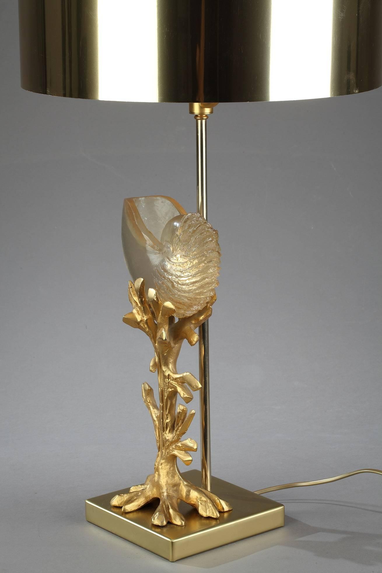 Gilt 20th Century Gilded Metal Lamp in Charles House Style
