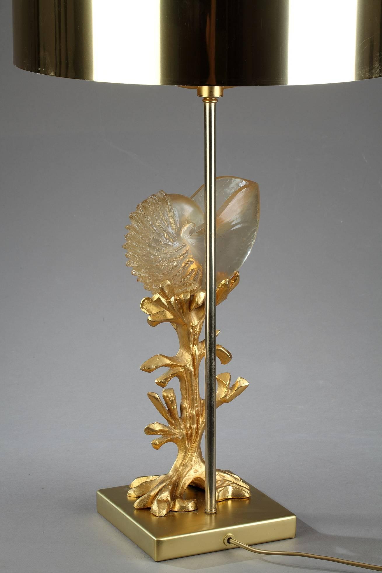 20th Century Gilded Metal Lamp in Charles House Style 1