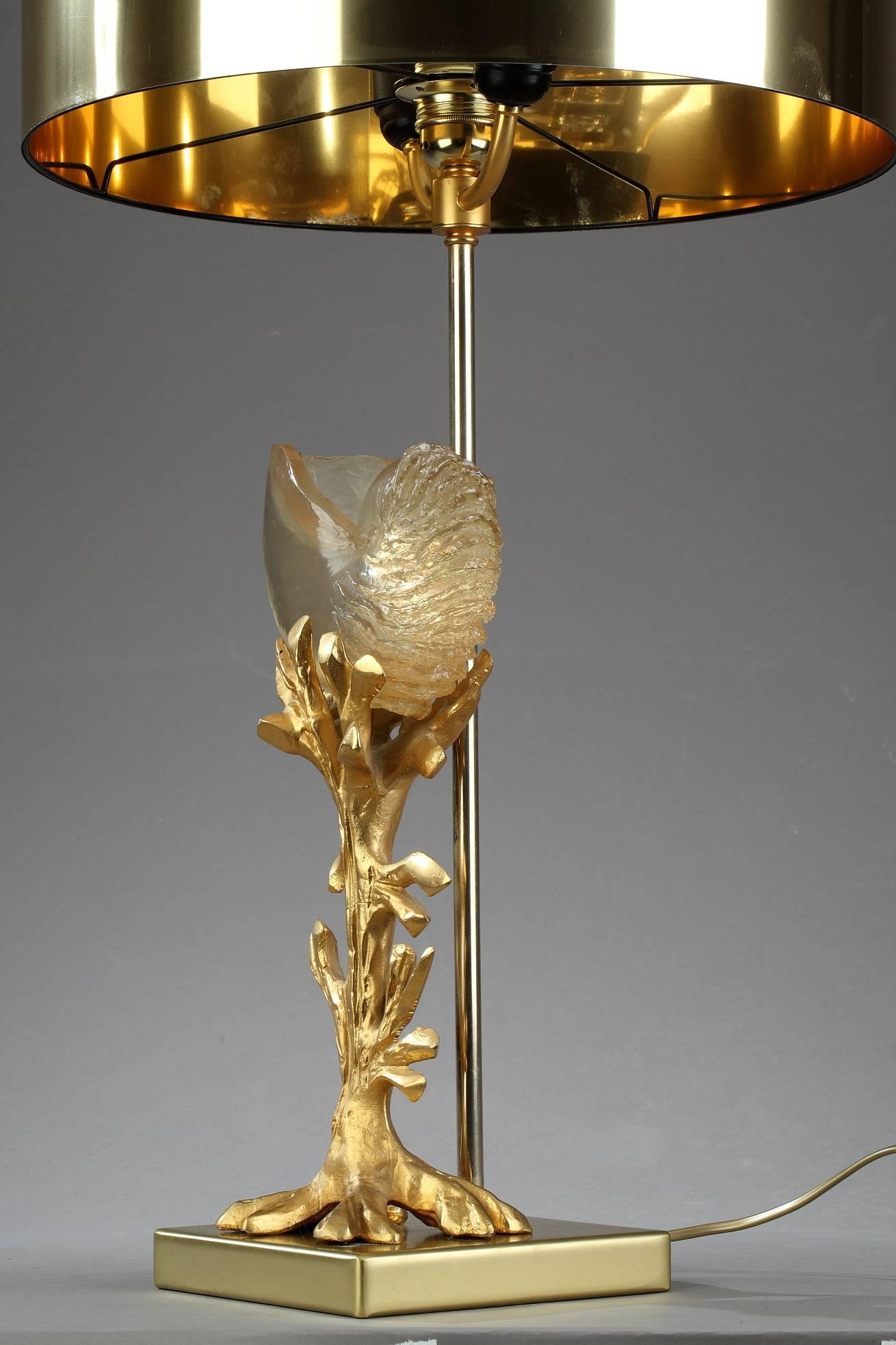 20th Century Gilded Metal Lamp in Charles House Style 2