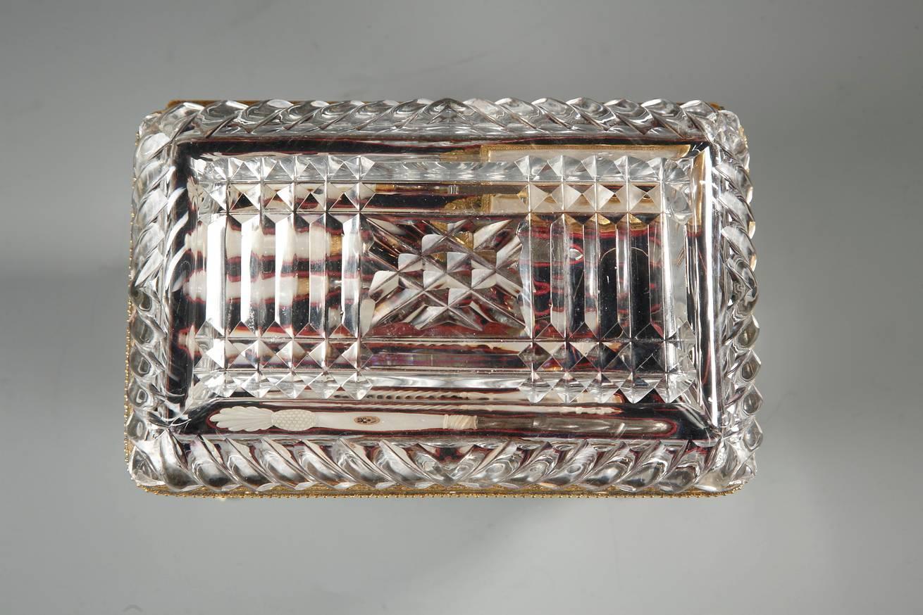 Charles X 19th Century Crystal and Mother-of-Pearl Toiletry Box