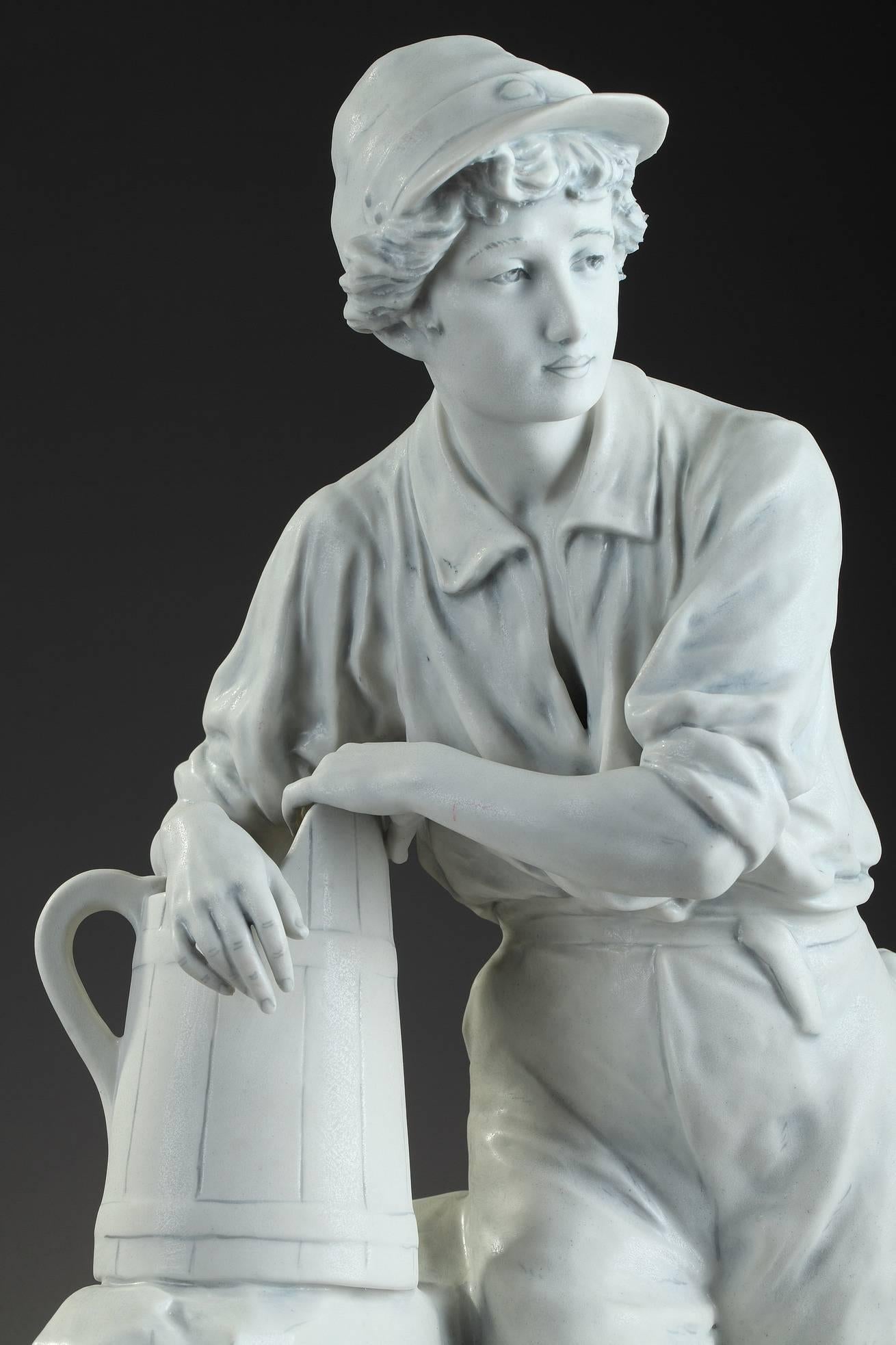 19th Century Bisque Figure the Spring, Royal Dux Manufactory, Bohemia In Good Condition In Paris, FR