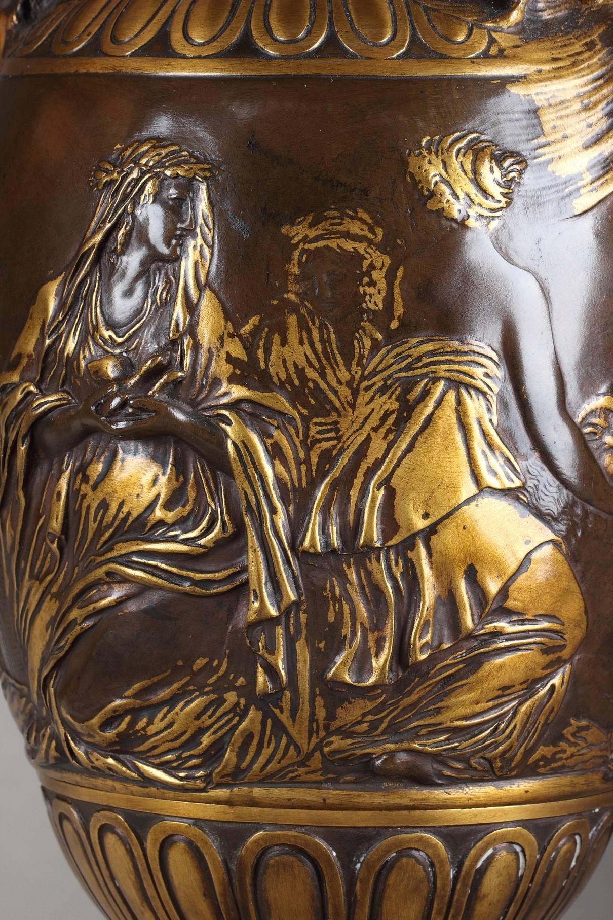 19th Century Pair of Bronze Vases by Ferdinand Barbedienne In Good Condition In Paris, FR