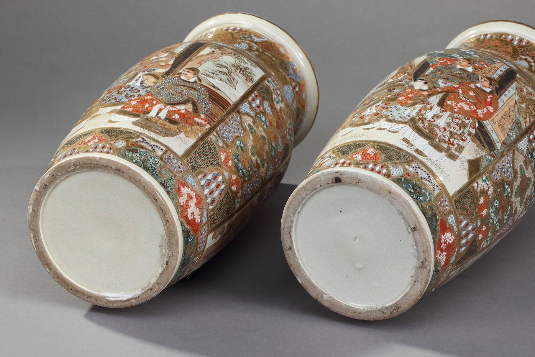 Late 19th Century Pair of Japanese Satsuma Vases 4