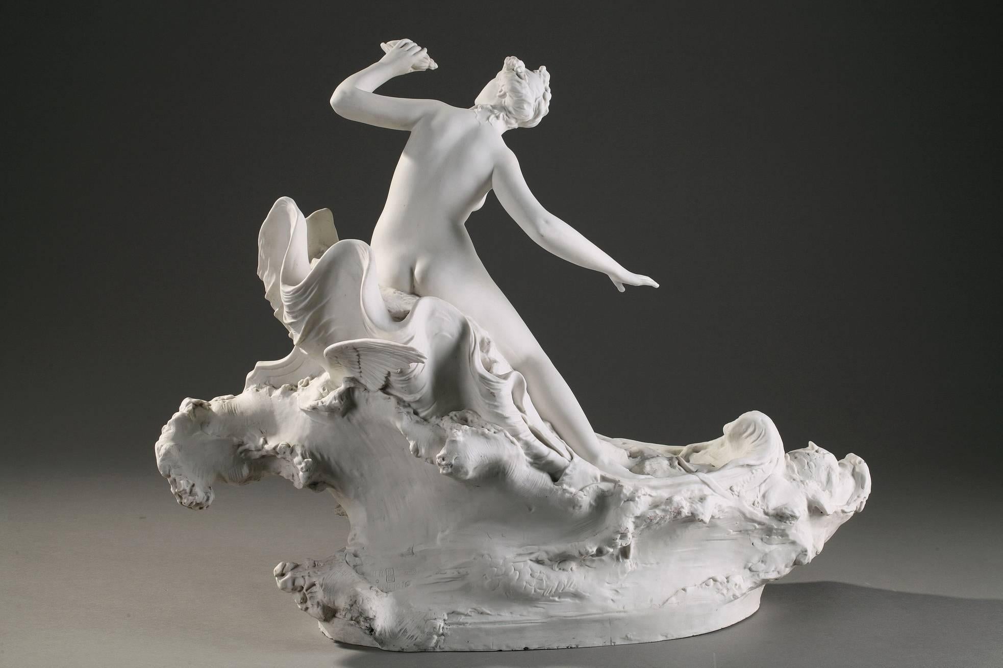 Early 20th Century Sevres Bisque Sculpture Venus Riding a Triton by Paul Ducuing In Good Condition In Paris, FR