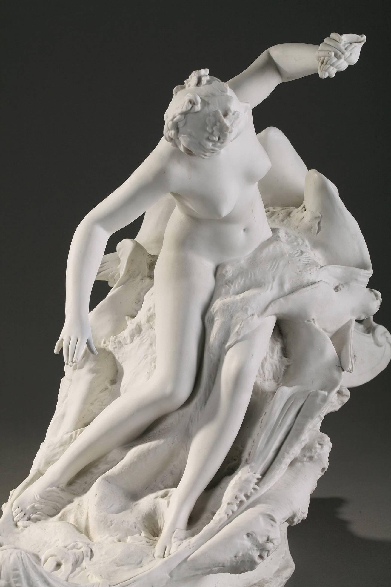 Early 20th Century Sevres Bisque Sculpture Venus Riding a Triton by Paul Ducuing 1