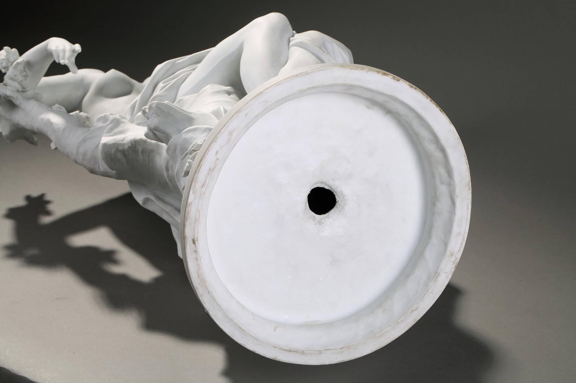 Porcelain Biscuit Statue Muse with Mandolin by Luca Madrassi (1848-1919)