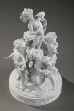 Late 19th Century Bisque Figural Group Putti Dancing