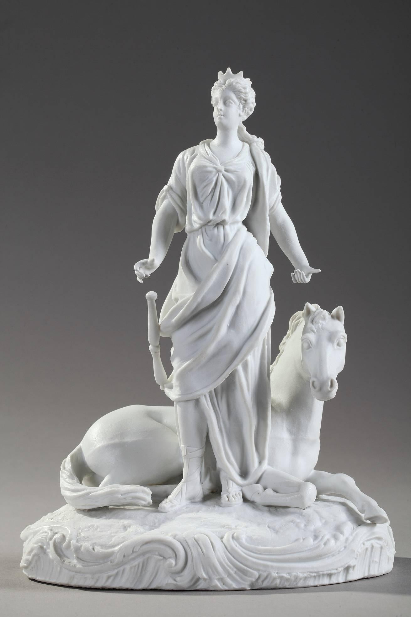 Porcelain 19th Century Bisque Sculptures of the Four Continents