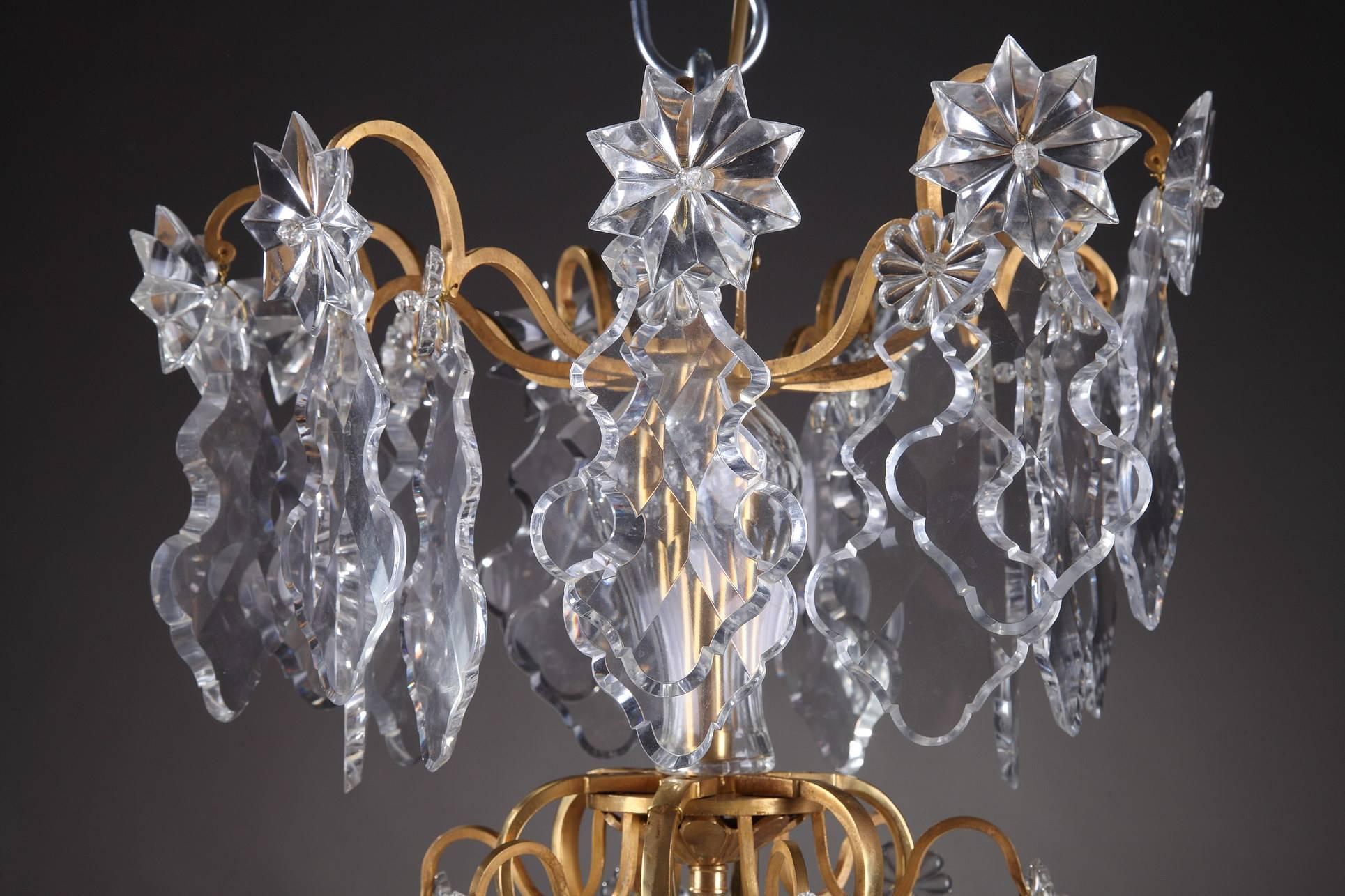 French Late 19th Century Cut-Crystal and Gilt Bronze Chandelier