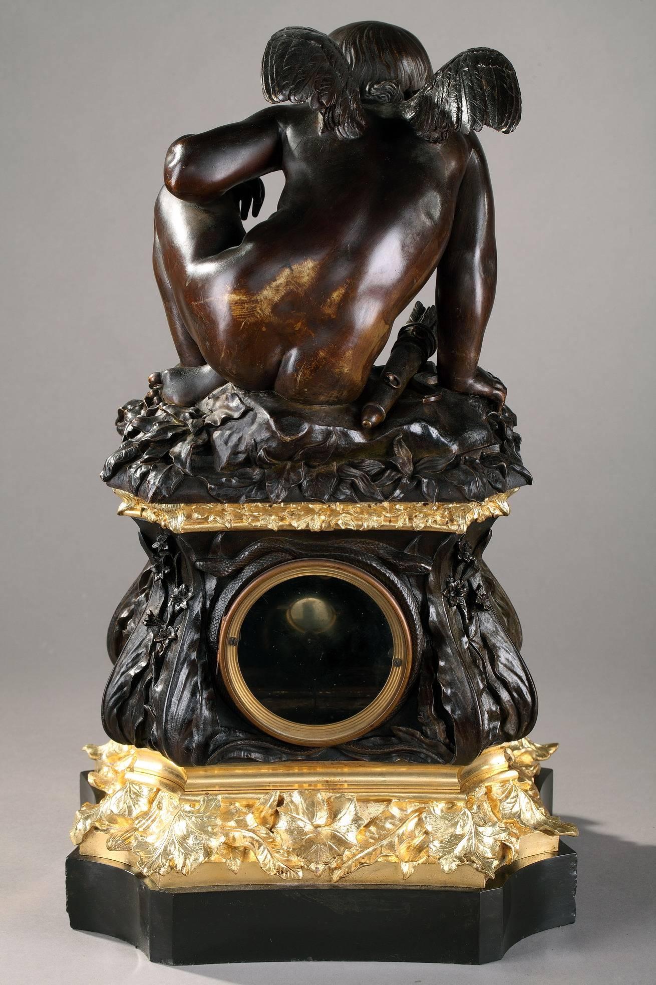 Mid-19th Century Mantel Clock with Cupid by Quesnel & Cie Paris 3