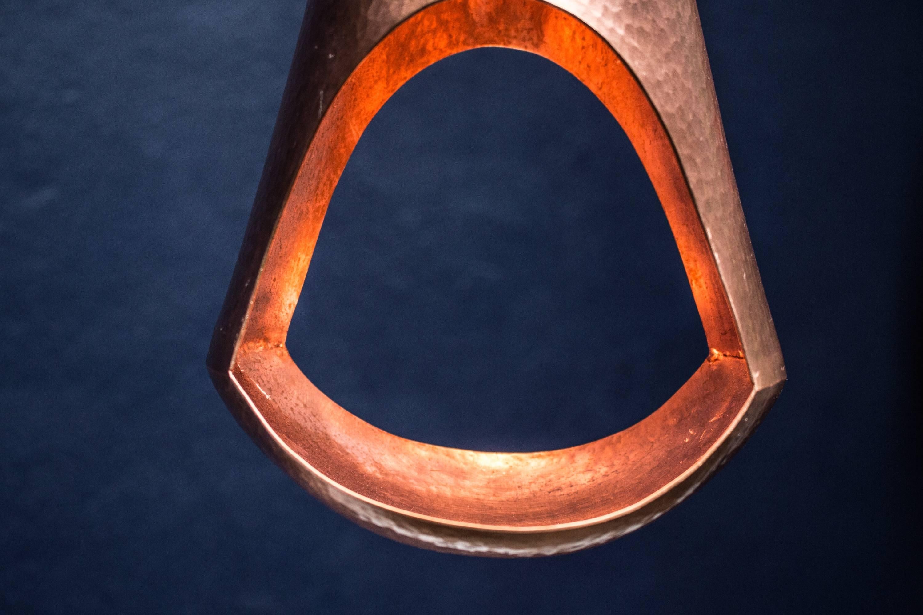 Organic Modern Lens, Hand Hammered Copper Lighting, Mexico For Sale