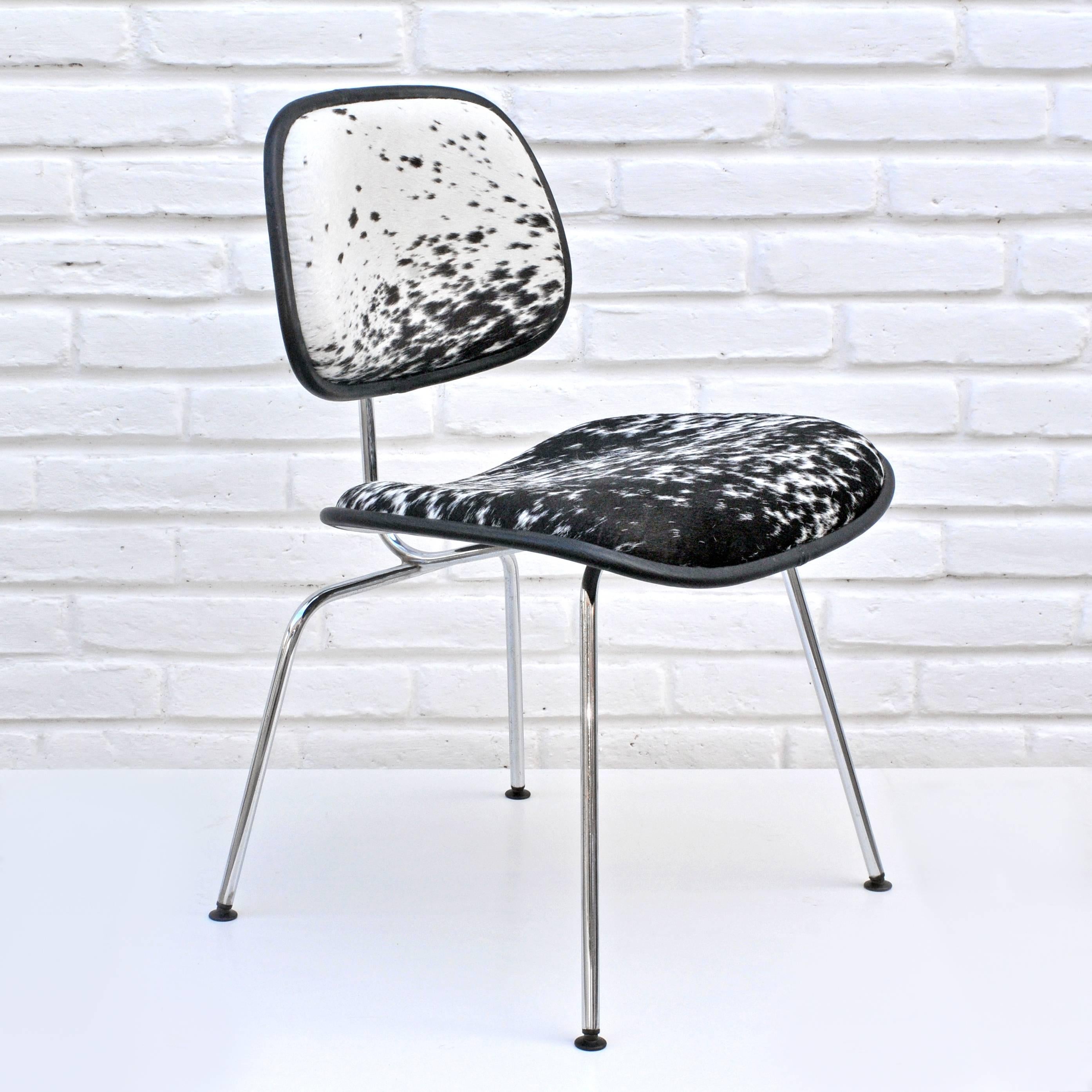 Late 20th Century Charles and Ray Eames for Herman Miller, DCM Cowhide Side Chair For Sale