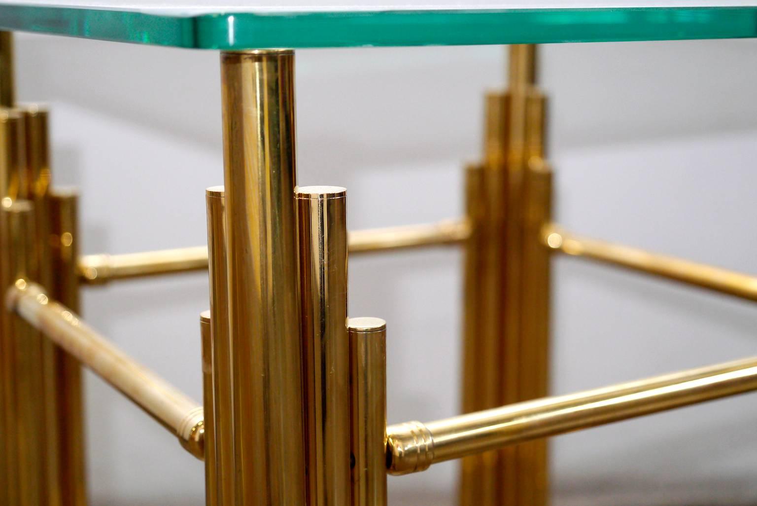 Late 20th Century Pair of Mexican Modern Brass Side Tables, 1970s For Sale