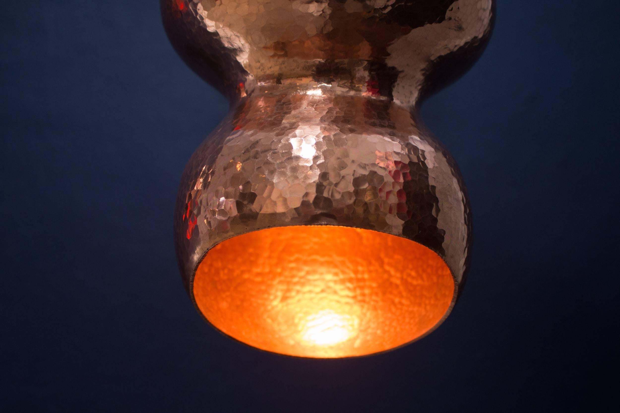 Mexican Tamarindo, Hand Hammered Copper Light, Mexico For Sale